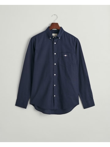 Gant Regular Fit Baumwoll Leinen Hemd in Blau