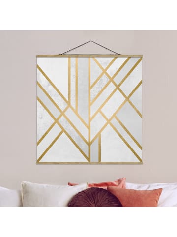 WALLART Stoffbild - E. Fredriksson - Art Deco Geometrie Weiß Gold in Gold