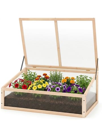 COSTWAY Frühbeet Gewächshaus in Hellbraun