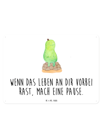 Mr. & Mrs. Panda Blechschild Schildkröte Pause mit Spruch in Weiß