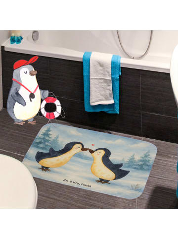 Mr. & Mrs. Panda Badezimmerteppich Pinguin Liebe Design ohne Spruch in Weiß