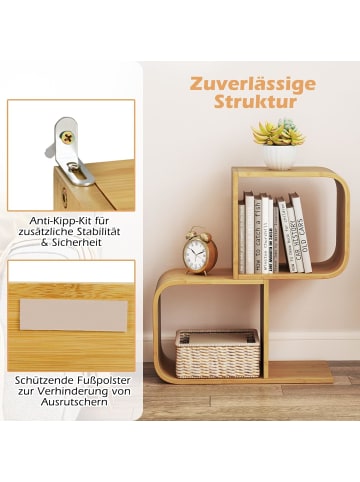 COSTWAY Bücherregal S-förmig 61 x 23 x 66,5 cm in Hellbraun