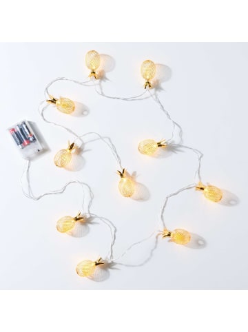 Butlers LED-Lichterkette Ananas 10 Lichter mit USB-Batteriefach MIAMI in Gold