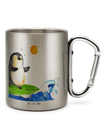 Mr. & Mrs. Panda Tasse Pinguin Surfer ohne Spruch in Silber