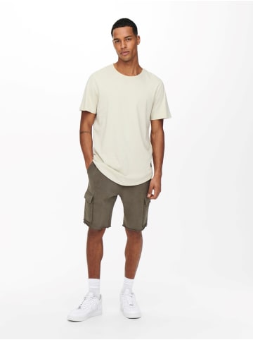 Only&Sons Langes Rundhals T-Shirt Kurzarm Shirt ONSMATT Stretch Basic in Hellgrün