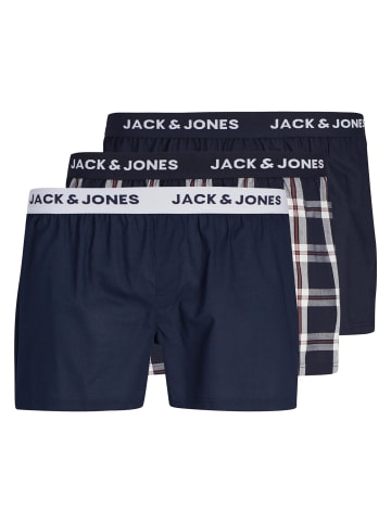 Jack & Jones Web-Boxershorts 3er Pack in Dunkelblau/Weiß