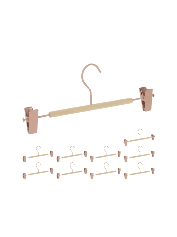 relaxdays 10x Hosenbügel in Rosa/ Natur - (B)30,5 x(H)11,5 x(T)3