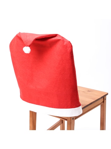 MARELIDA 2er Set Stuhlhussen Weihnachtsmütze Nikolausmütze Stuhlbezug in rot
