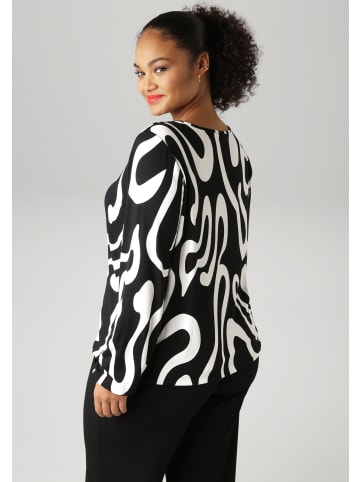 Aniston PLUS Langarmshirt in schwarz-weiß