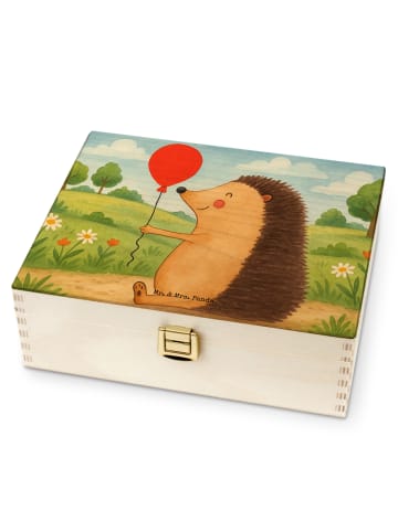Mr. & Mrs. Panda Teebox Holz Igel Luftballon Design ohne Spruch in Weiß