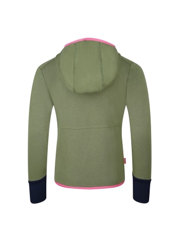 Trollkids Fleece-Jacke "Saltfjord" in Dunkle Olive/Marine/Hellmagenta