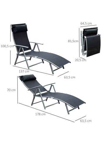 Outsunny Liege,137cm x 63,5cm x 100,5cm,schwarz