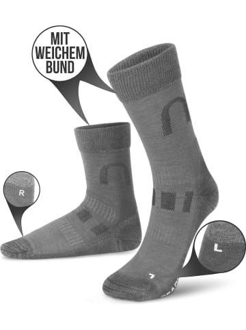 normani 2 Paar Merinowollsocken Wander- und Trekkingsocken Melton in Grau