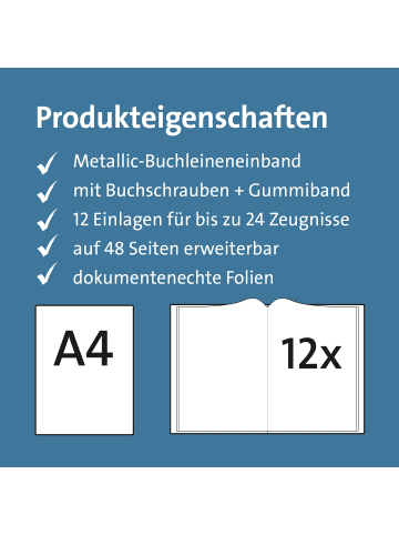 ROTH Zeugnismappe Metallium mit Buchschrauben Blue in Blau