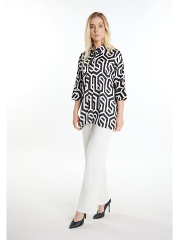 DreiMaster Damen Hemdbluse in Schwarz Wollweiss