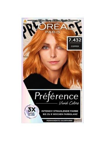 L'Oréal Paris Préférence Vivid Colors Haarfarbe - 7.432 Copper