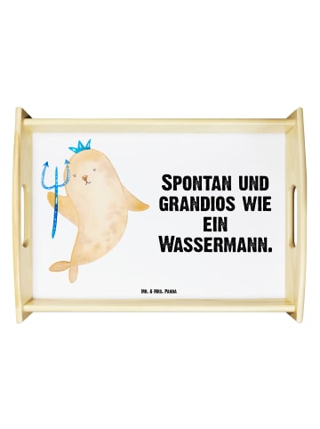 Mr. & Mrs. Panda Serviertablett Sternzeichen Wassermann mit Spruch in Weiß