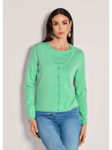 MADELEINE Basic Strickjacke mit Halbarmpullover in smaragd / melange