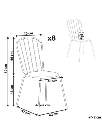 Beliani 8er-Set Esszimmerstuhl CALVI in Blau