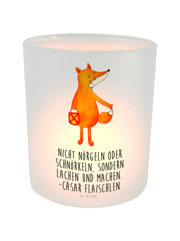 Mr. & Mrs. Panda Windlicht Glas Fuchs Laterne mit Spruch in Transparent
