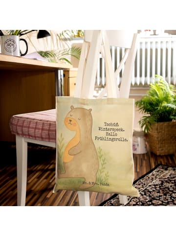 Mr. & Mrs. Panda Tasche Otter Bauch Design mit Spruch in Weiß
