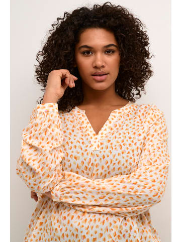 KAFFE curve Langarm-Bluse KCjalu in White/Orange Graphic Dots