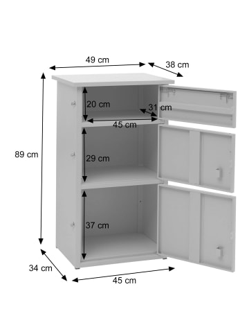 MCW Paketkasten O51 mit 3 Fächern, Dunkelgrau/hellgrau