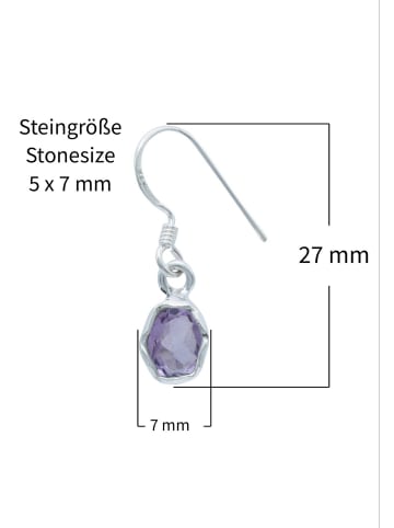 mantraroma 925er Silber - Ohrringe (L) 7 x (B) 27 mm mit Amethyst facettiert