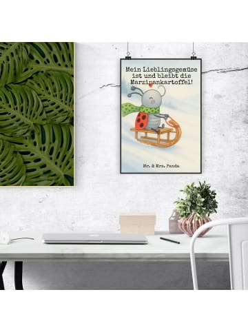 Mr. & Mrs. Panda Poster Smörle Rodeln Design mit Spruch in Weiß