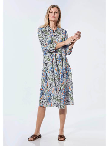 GOLDNER Kurzgröße:  Kleid in sand / blau / orange / gemustert