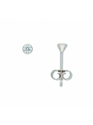 Adeliás Damen 585 Weißgold Ohrringe / Ohrstecker mit Zirkonia Ø 3 mm in silber
