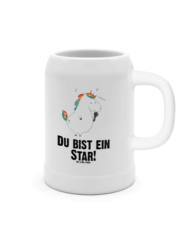 Mr. & Mrs. Panda Bierkrug Einhorn Sänger mit Spruch in Weiß