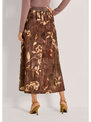 MADELEINE Eleganter Midirock mit floralem Design in tabakbraun / multicolor