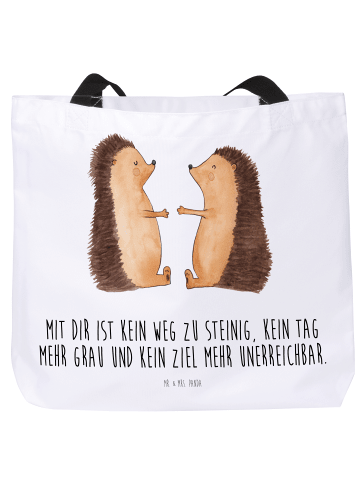 Mr. & Mrs. Panda Tote Bag Igel Liebe mit Spruch in Weiß