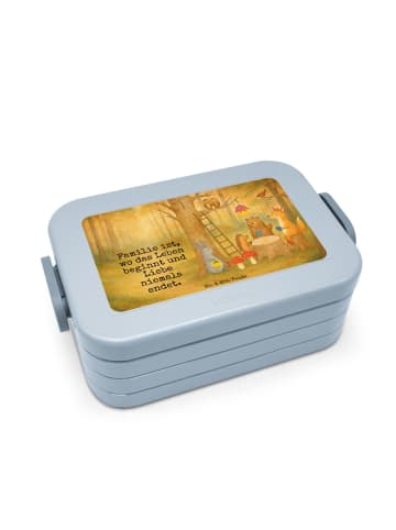 Mr. & Mrs. Panda Pausenbox Waldtiere Picknick Design mit Spruch in Blau Pastell