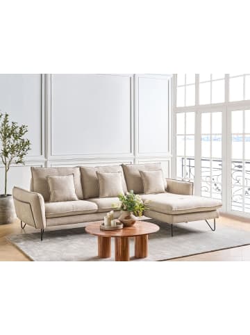 Beliani 4-tlg Ecksofa SERSAN in Beige/Schwarz linksseitig