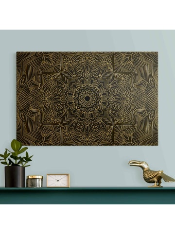 WALLART Leinwandbild Gold - Mandala Stern Muster silber schwarz in Silber