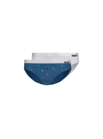 Skiny Slip 2er Pack in Blau/Weiß