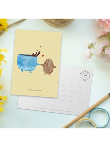 Mr. & Mrs. Panda Grußkarte Kaffee Bohne ohne Spruch in Gelb Pastell