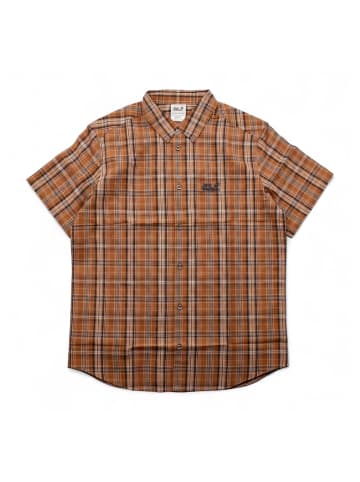 Jack Wolfskin Hemd Hot Chi Clay Checks kurzarm Herren Hemd Outdoor Shirt in Braun