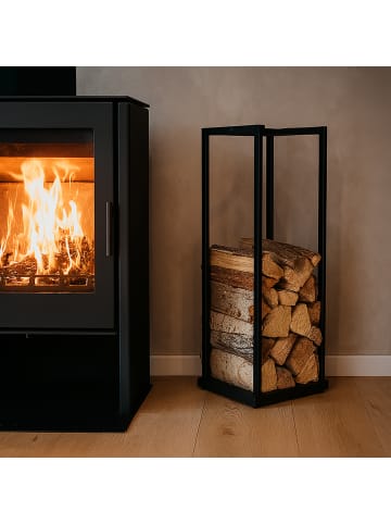 relaxdays Kaminholzregal in Schwarz - (B)37 x (H)95 x (T)30 cm