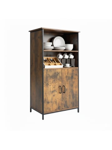 relaxdays Küchenschrank in Braun/ Schwarz- (B)60 x (H)124,5 x (T)30 cm