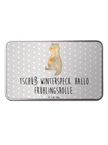Mr. & Mrs. Panda Kiste Otter Bauch mit Spruch in Grau Pastell