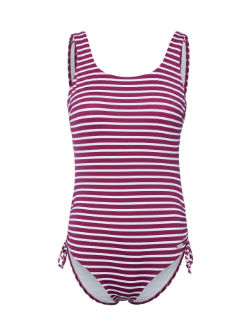 Venice Beach Badeanzug in aubergine weiß - 0001