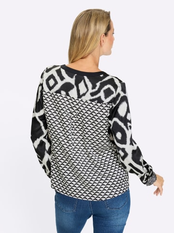 Heine Druckbluse in ecru-schwarz-bedruckt