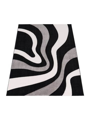 KADIMA DESIGN Teppich Kurzflor Abstrakt Wohnzimmer in Schwarz