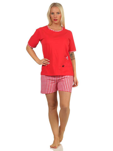 NORMANN Shorty Pyjama Schlafanzug kurzarm Katzen - 65232 in rot