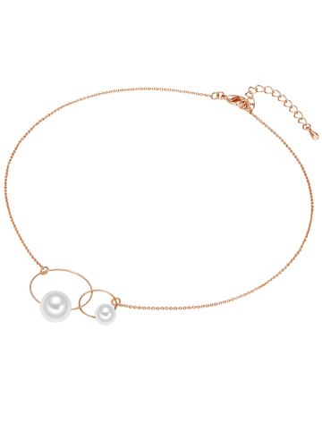 Lulu & Jane Perlen-Kette aus Metall-Legierung mit Muschelkernperle in roségold