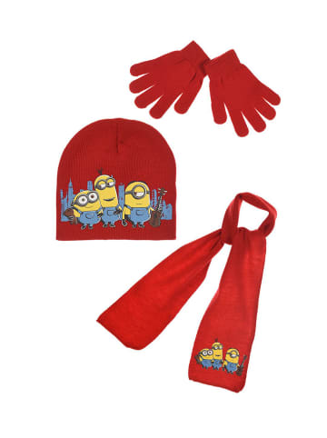 Minions 3tlg. Set: Mütze, Schal und Handschuhe in Rot