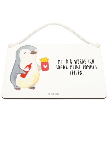 Mr. & Mrs. Panda Deko Schild Pinguin Pommes mit Spruch in Weiß